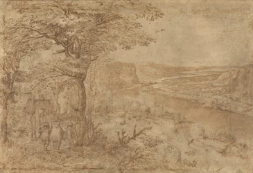 Paysage avec étiquette de pèlerins